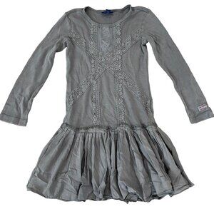 Naartjie Kids Size 8 Years XXL Gray Long Sleeve Lace Dress